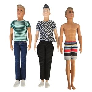 Set of 3 Mattel Ken Barbie Dolls With Outfits